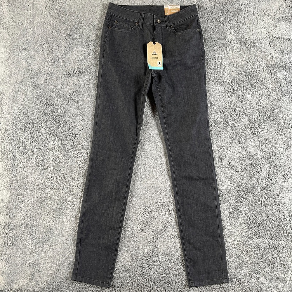 prAna Kayla High Rise Jeans Women Size 2/26 Regular Charcoal Stretch Denim